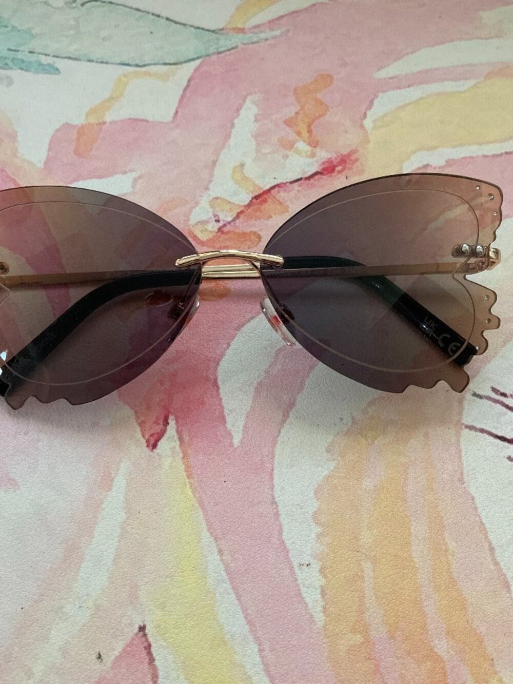 Betsey Johnson Brown and Gold Butterfly Sunglasses